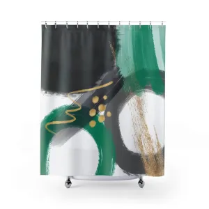 Black White Shower Curtain | Abstract Green Watercolor Lighting,Home Lighting