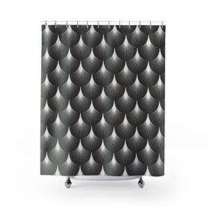 Black White Shower Curtain | Art Deco Nouveau Fan Lighting,Home Lighting