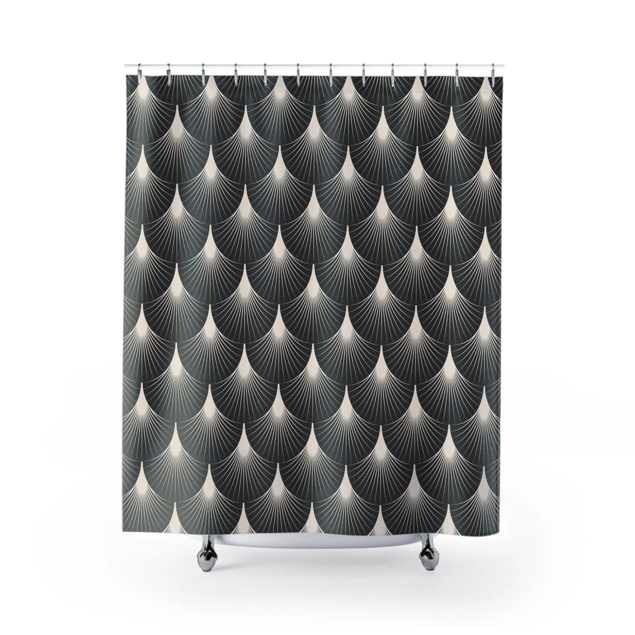 Black White Shower Curtain | Art Deco Nouveau Fan Lighting,Home Lighting