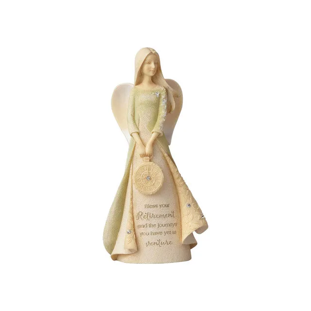 Bless Your Retirement Angel Mini Figurine by Enesco Foundations Decorative Mirror,Home Decor Mirror