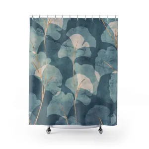 Blue and Beige Ginko Leaves Shower Curtain Lighting,Home Lighting
