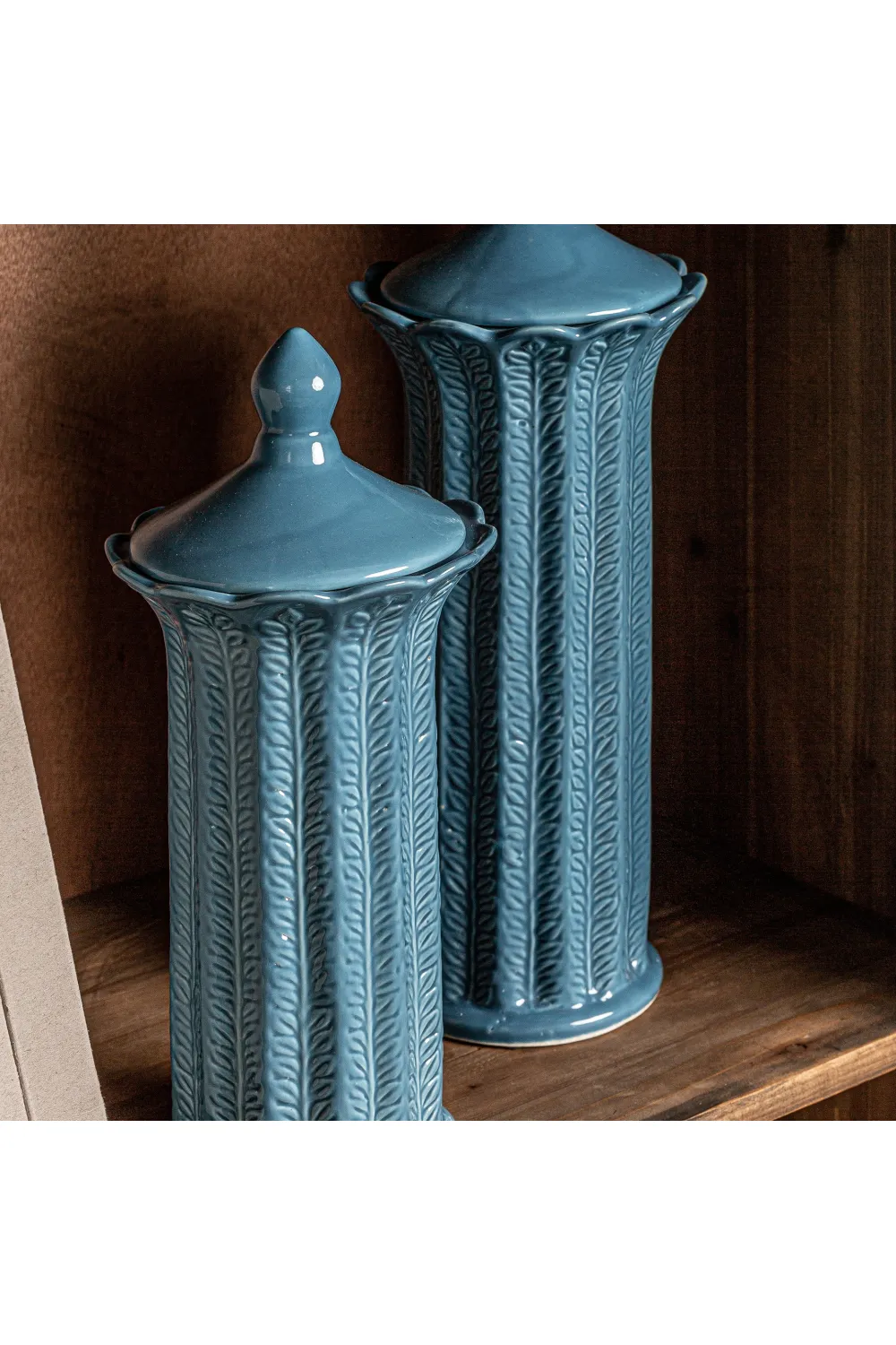 Blue Ceramic Leaves Vase S | Vical Home Zaea
