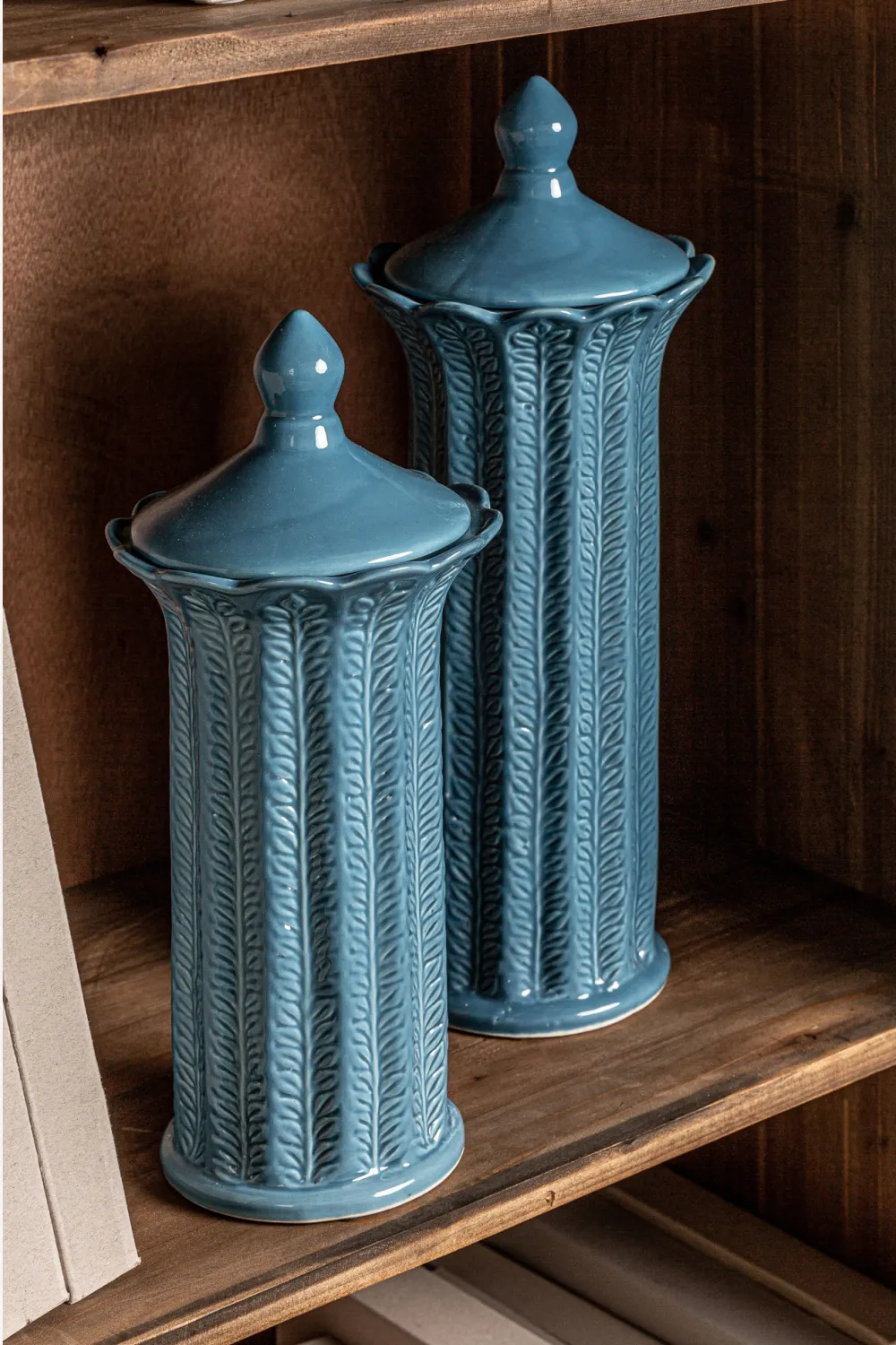Blue Ceramic Leaves Vase S | Vical Home Zaea