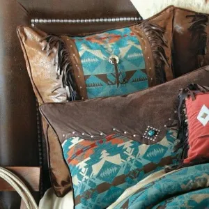 Blue Dorado Southwestern Euro Sham exotic cowhide rug, leather rug