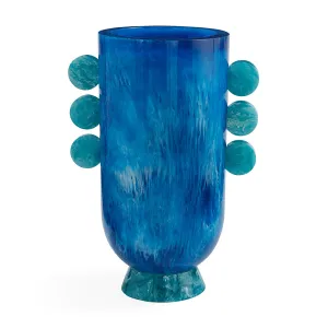 Blue Marbleized Vase | Jonathan Adler Mustique Disc Vase,Glass Vase
