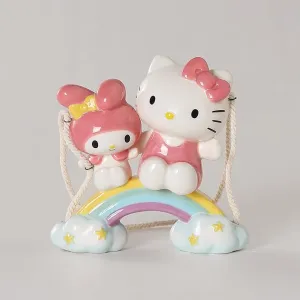 Blue Sky Clayworks Hello Kitty and My Melody on Rainbow Garden Swinger Decorative Mirror,Home Decor Mirror