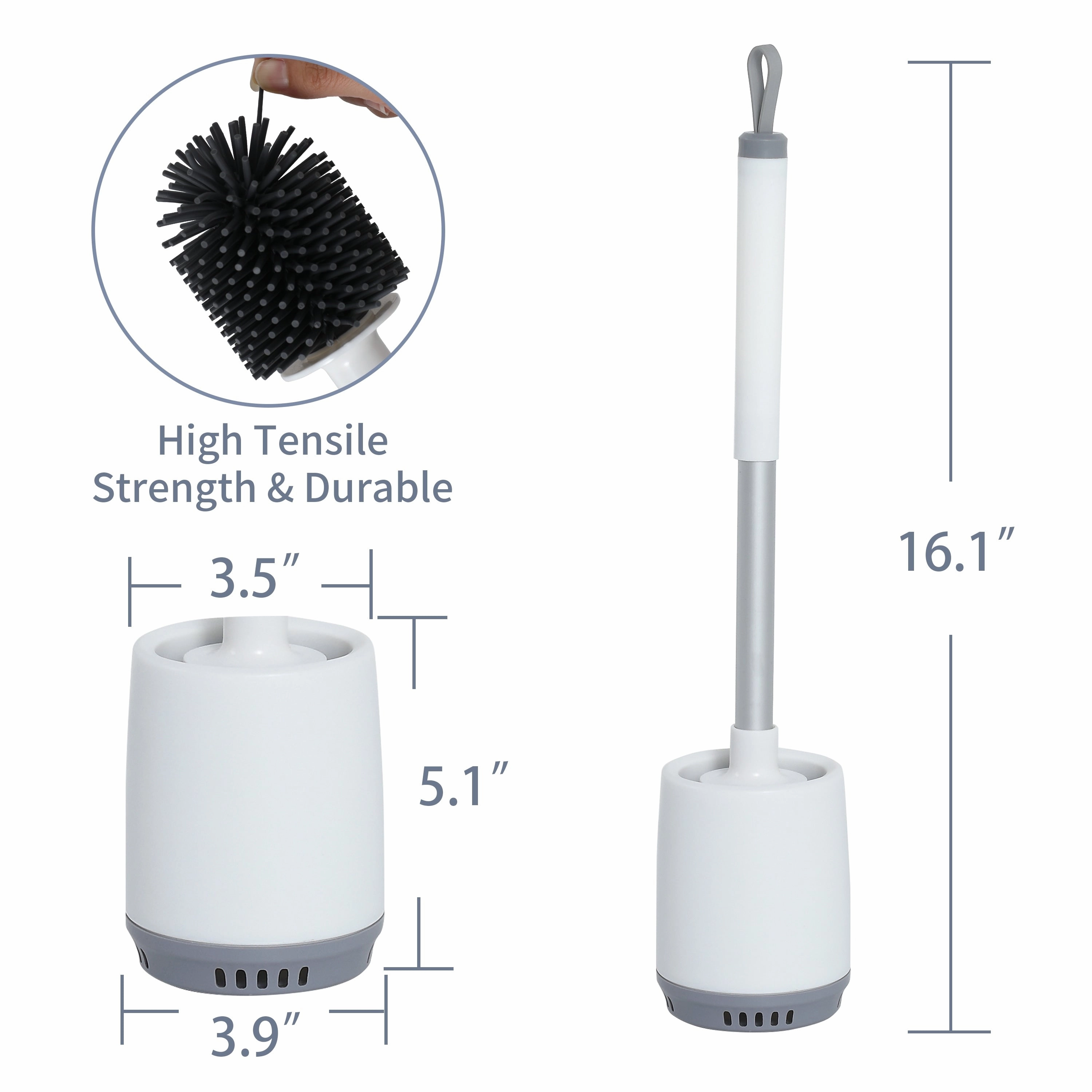 BNK 3 Pack Toilet Brush and Holder for Bathroom Cleaning,Bathroom Accessories Toilet Bowl Cleaners with Silicone Bristles