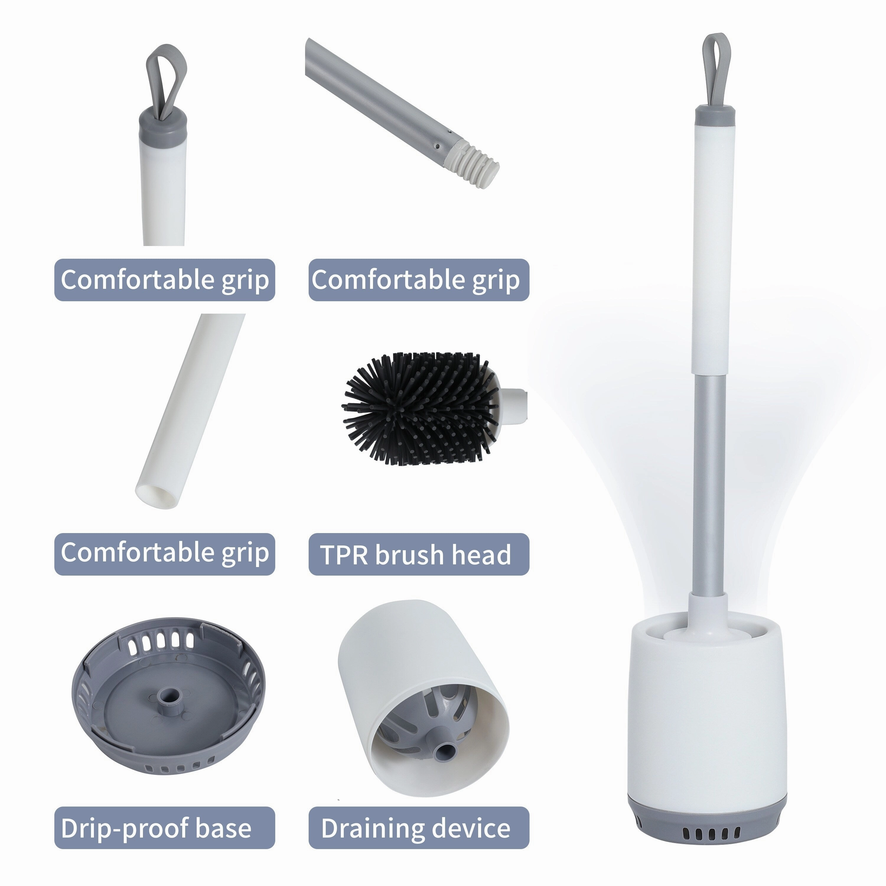 BNK 3 Pack Toilet Brush and Holder for Bathroom Cleaning,Bathroom Accessories Toilet Bowl Cleaners with Silicone Bristles