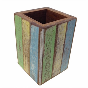 Boat Wood Toothbrush/ Pen Holder (Thailand) Toothbrush Holder,Bathroom Organizer
