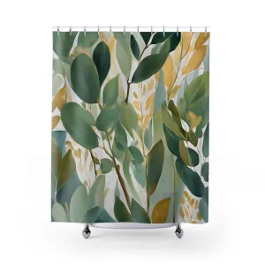 Boho Abstract Leaves Shower Curtain | Sage Teal Green, Beige Lighting,Home Lighting