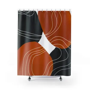 Boho Abstract Shower Curtain | Burnt Orange, Black Lighting,Home Lighting