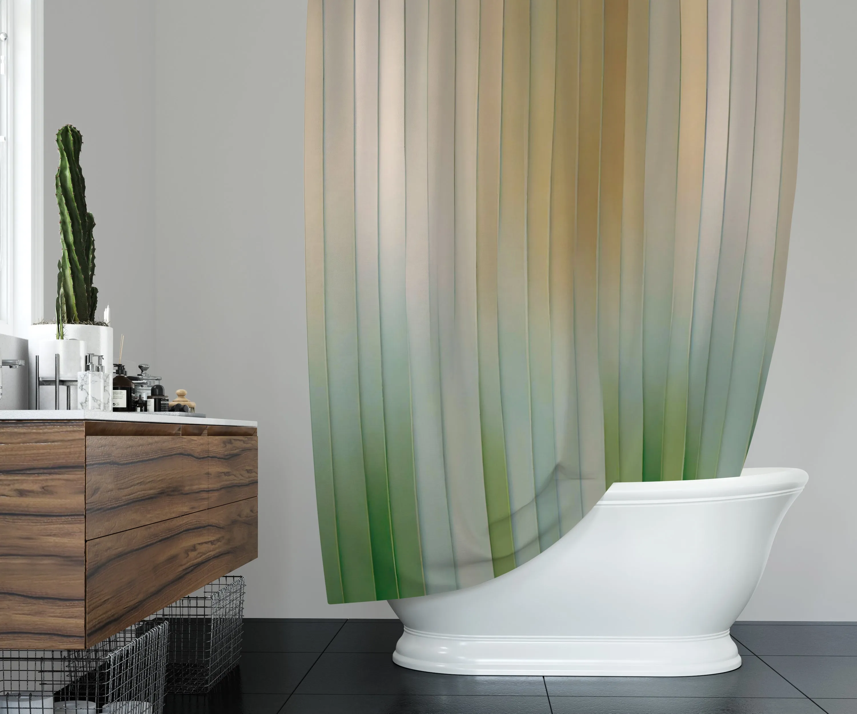 Boho Abstract Shower Curtain | Modern Green Blush Pink Beige Lighting,Home Lighting