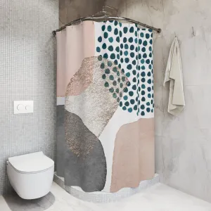 Boho Abstract Shower Curtain | Modern Grey, Black Blush Pink Bathroom Decor Lighting,Home Lighting