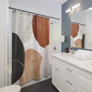 Boho Abstract Shower Curtain | Modern Rust Beige, Grey Black Lighting,Home Lighting