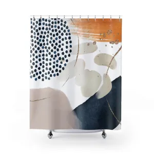 Boho Abstract Shower Curtain | Navy Blue, Blush Beige Ivory Lighting,Home Lighting