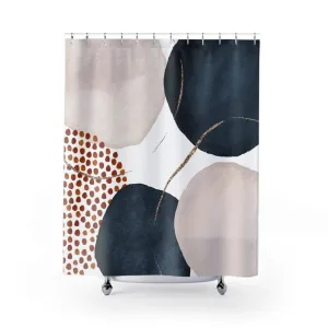 Boho Abstract Shower Curtain | Navy Blue, Cream Rust Lighting,Home Lighting