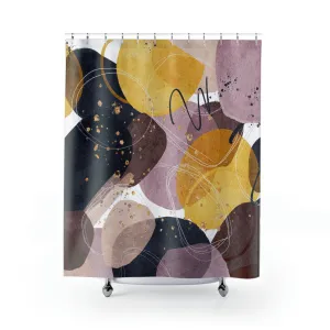 boho abstract shower curtain | Navy Blue Yellow Purple Lighting,Home Lighting