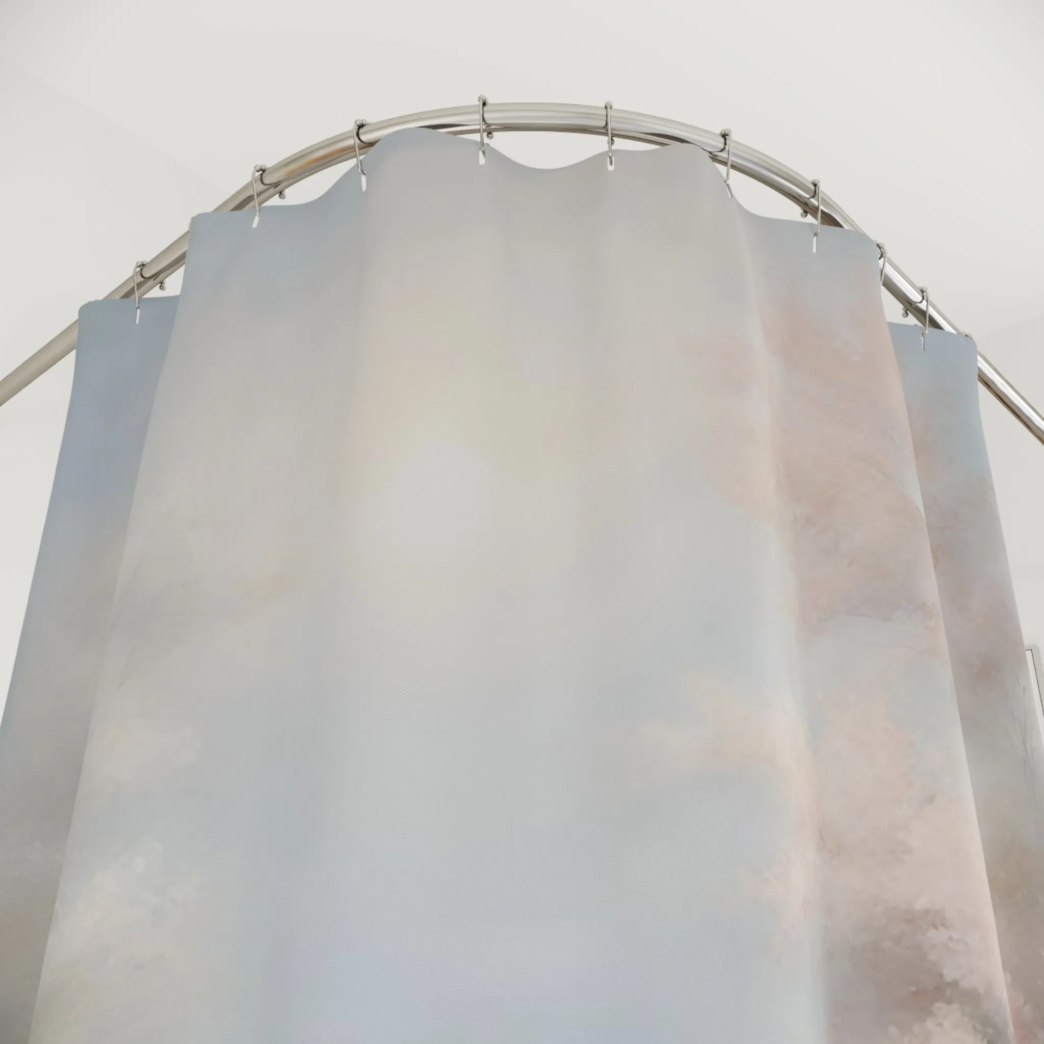 Boho Abstract Shower Curtain | Pastel Blue, Blush Pink Nature
