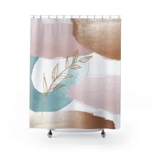 Boho Abstract Shower Curtain | Pastel Pink Beige Blue Floral Lighting,Home Lighting