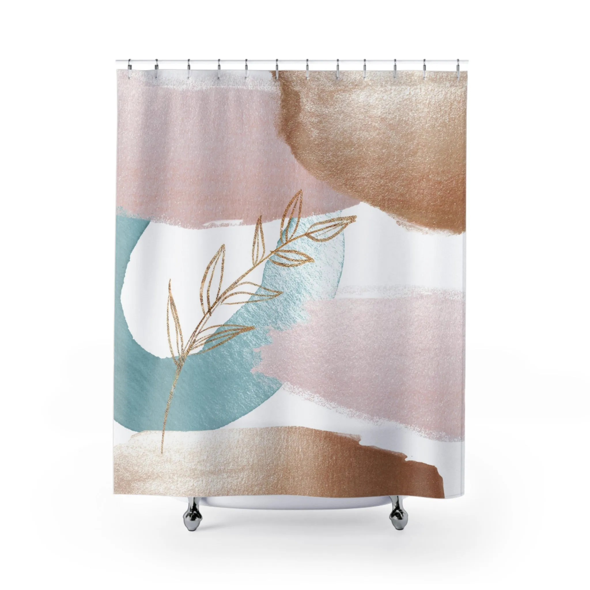 Boho Abstract Shower Curtain | Pastel Pink Beige Blue Floral Lighting,Home Lighting