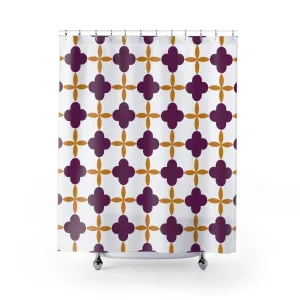 Boho Abstract Shower Curtain | Retro Art Nouveau, White Lilac Lighting,Home Lighting