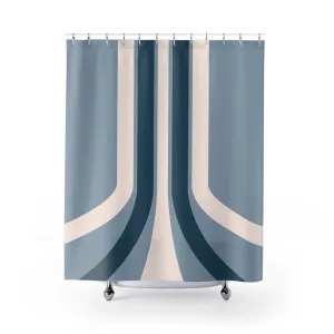 Boho Abstract Shower Curtain | Retro Blue Ivory Lighting,Home Lighting