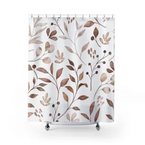 Boho Floral Shower Curtain | Beige White Leaves Lighting,Home Lighting