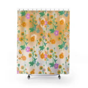 Boho Floral Shower Curtain | Colorful Yellow Green Pink Lighting,Home Lighting