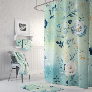 boho floral shower curtain | Mint Teal Green Blue Peonies Lighting,Home Lighting
