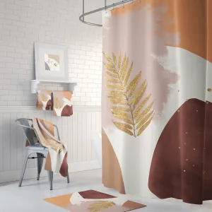 Boho Floral Shower Curtain | Modern Boho Burgundy, Muted Pink Orange Lighting,Home Lighting