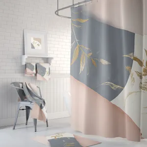 Boho Floral Shower Curtain | Modern Grey, Blush Pink, Muted Gold Lighting,Home Lighting