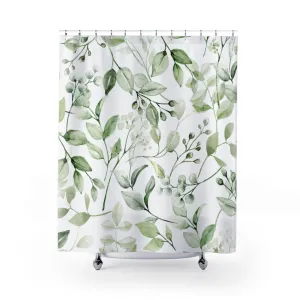 Boho Floral Shower Curtain | Sage Green Leaves Lighting,Home Lighting