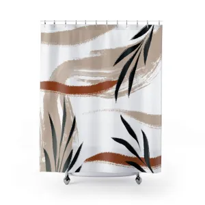 Boho Floral White and Black Shower Curtain | Rust Bohemian Bath Curtain Lighting,Home Lighting