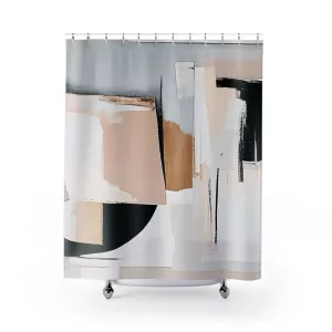 Boho Shower Curtain | Abstract Beige Grey Black White Lighting,Home Lighting