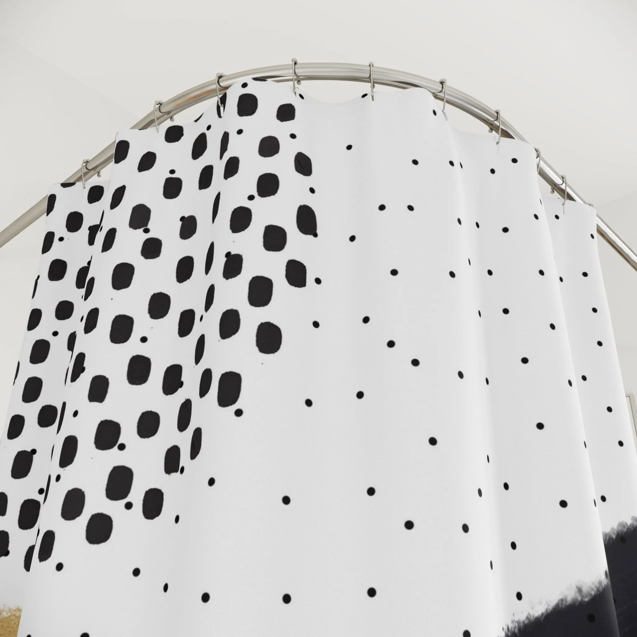 Boho Shower Curtain | Abstract Black White Gold