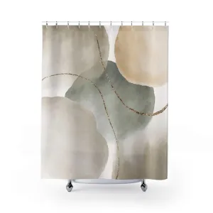 Boho Shower Curtain | Abstract Earthy Grey Beige Lighting,Home Lighting