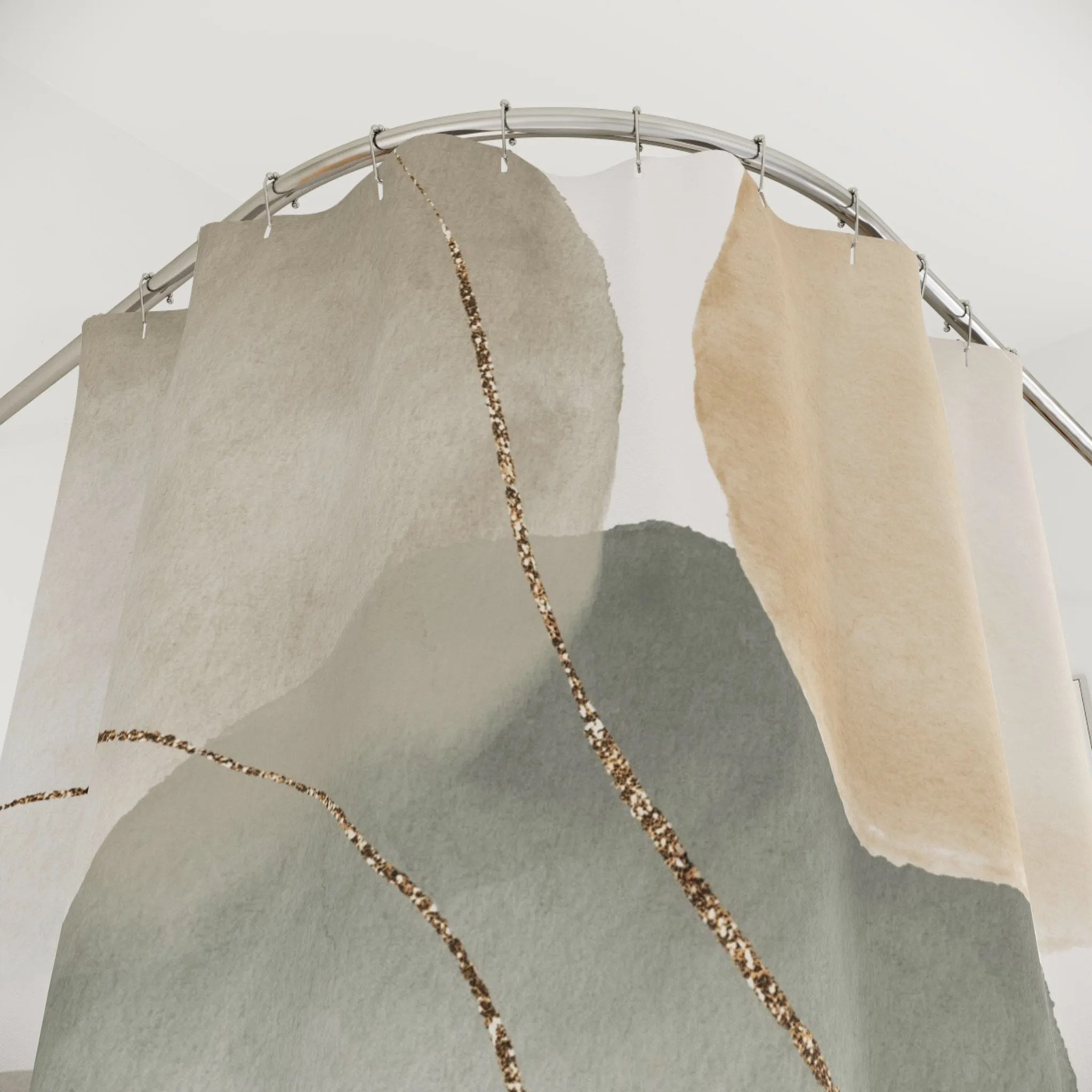 Boho Shower Curtain | Abstract Earthy Grey Beige