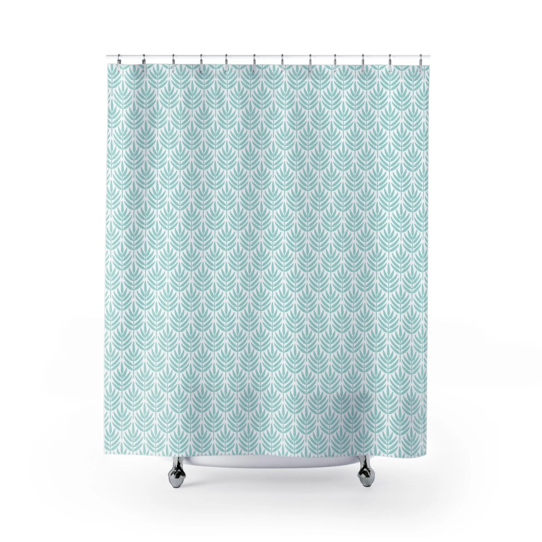 Boho Shower Curtain | Abstract Floral, Mint Blue Lighting,Home Lighting