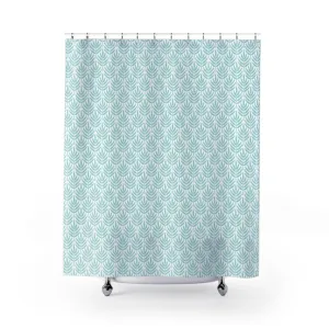 Boho Shower Curtain | Abstract Floral, Mint Blue Lighting,Home Lighting