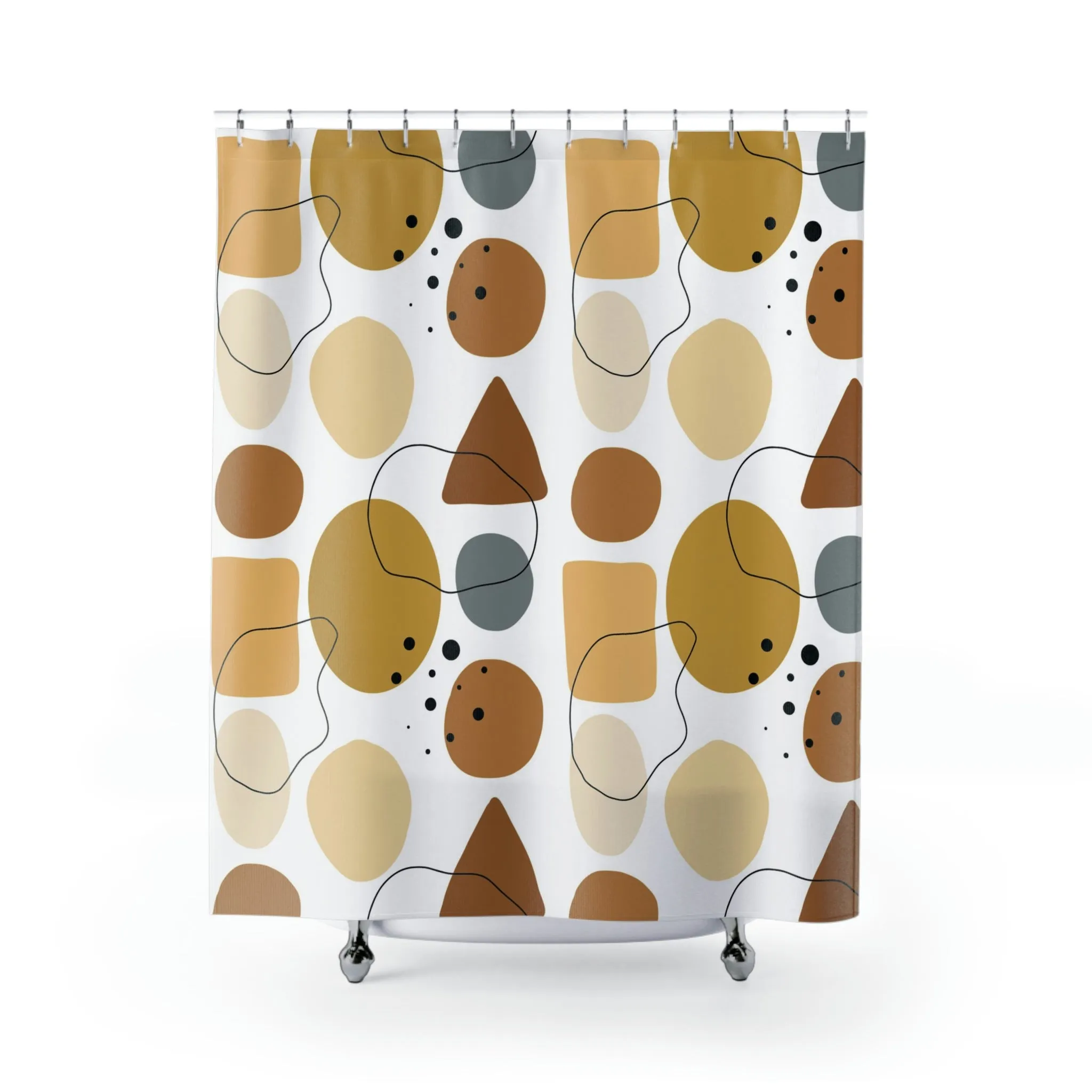 Boho Shower Curtain | Abstract Geometric Earthy Elements Lighting,Home Lighting