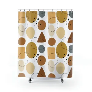Boho Shower Curtain | Abstract Geometric Earthy Elements Lighting,Home Lighting