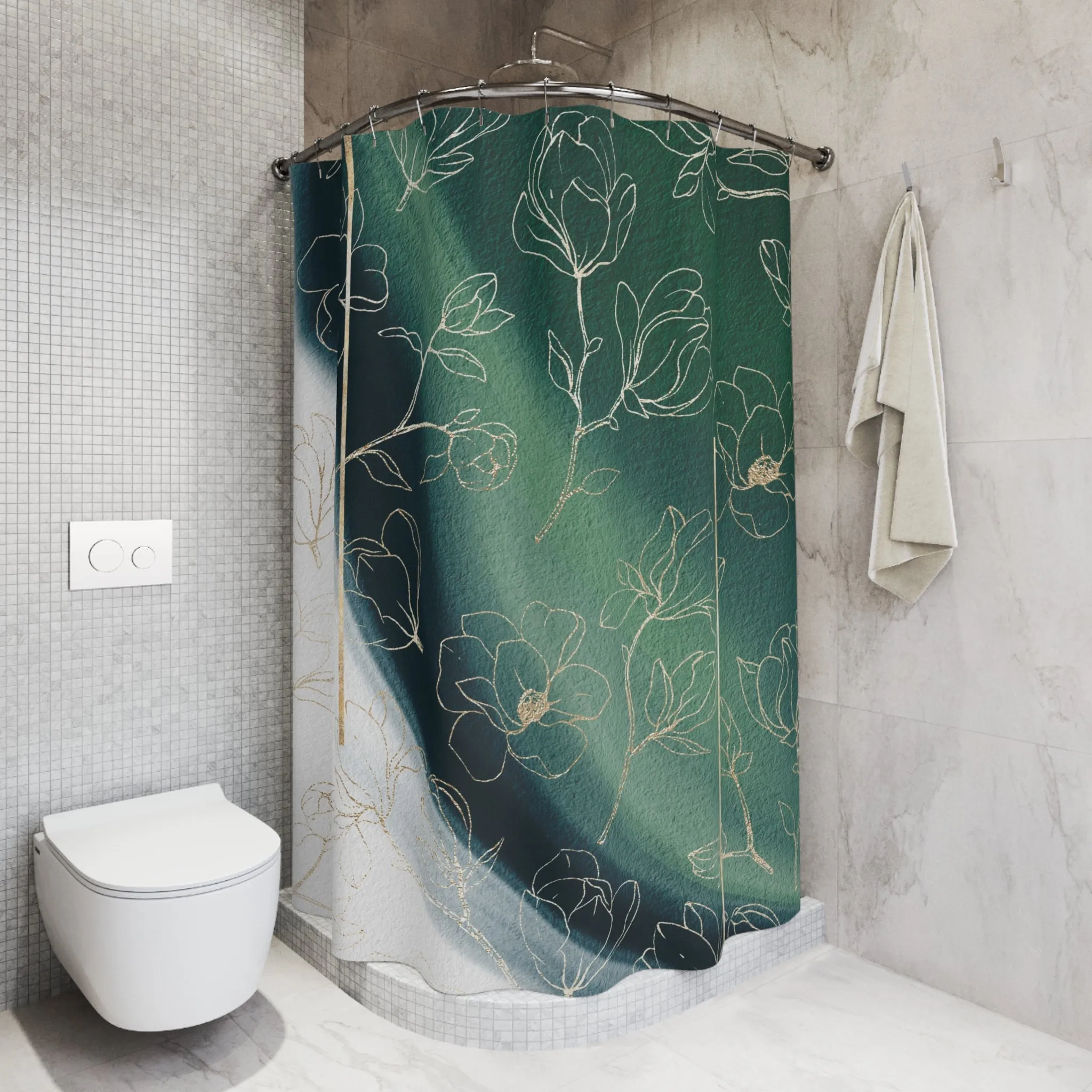 Boho Shower Curtain | Abstract Teal Sage Green