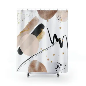 Boho Shower Curtain | Abstract White Beige Balck Lighting,Home Lighting