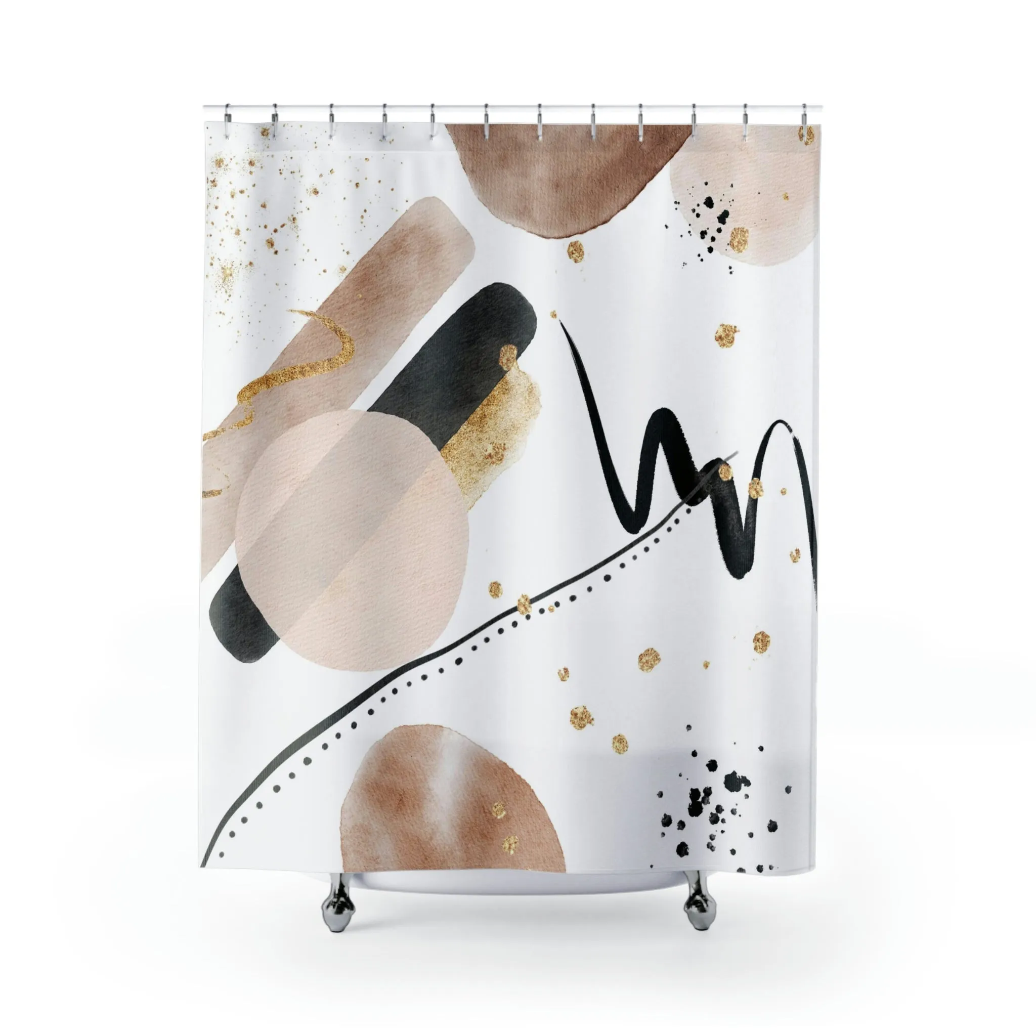 Boho Shower Curtain | Abstract White Beige Balck Lighting,Home Lighting