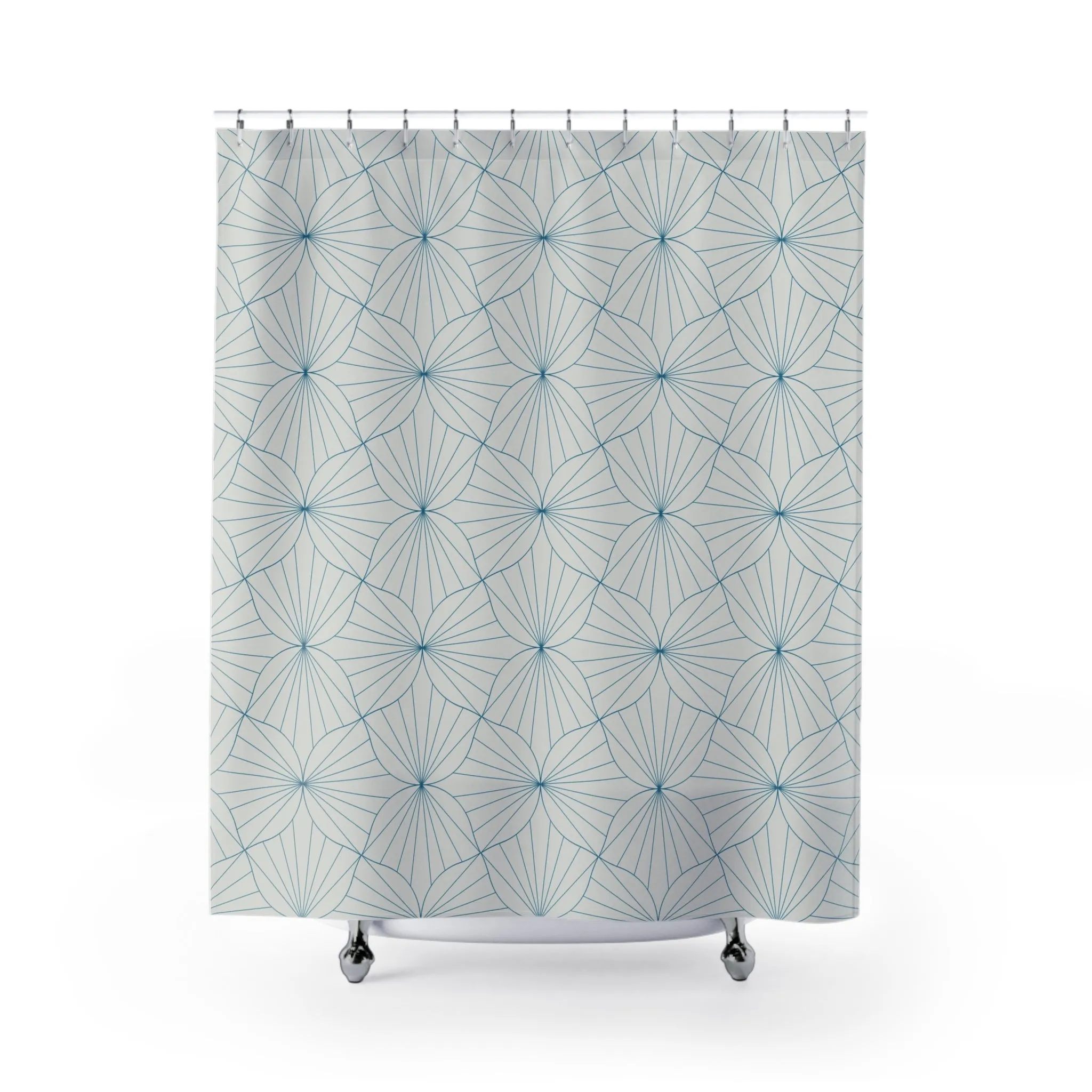 Boho Shower Curtain | Art Deco Geometric Blue Grey Lighting,Home Lighting