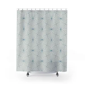 Boho Shower Curtain | Art Deco Geometric Blue Grey Lighting,Home Lighting