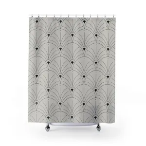 Boho Shower Curtain | Art Deco Nouveau Fan Grey Black Lighting,Home Lighting