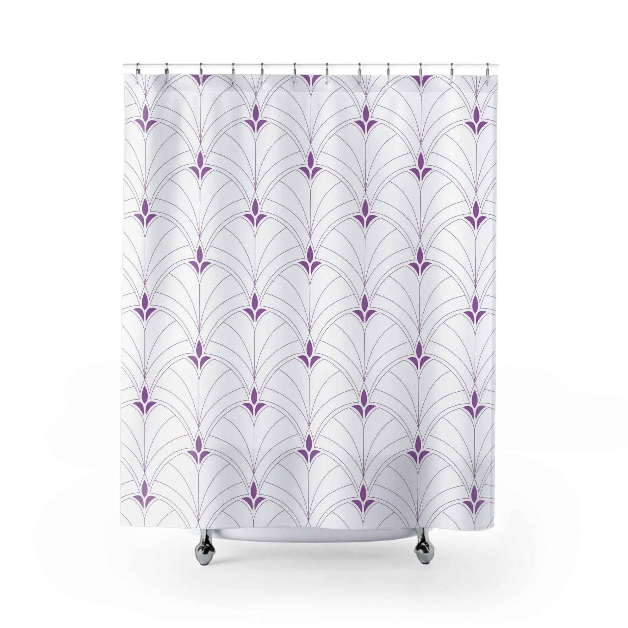 Boho Shower Curtain | Art Deco White Lavender Purple Lighting,Home Lighting