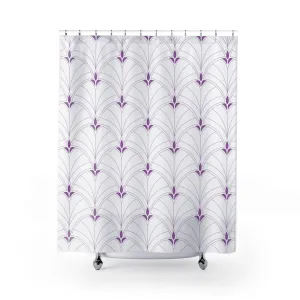 Boho Shower Curtain | Art Deco White Lavender Purple Lighting,Home Lighting