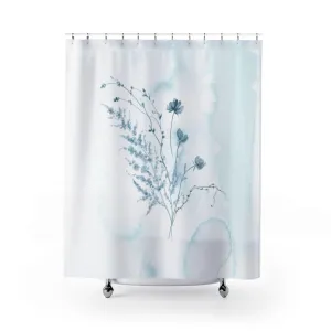 Boho Shower Curtain | Baby Blue Ombre | Dainty Flowers Lighting,Home Lighting
